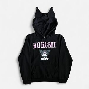 Kuromi Black Eared Hoodie Sweatshirt Sanrio Kawaii Y2K‎ Emo Pullover Medium M